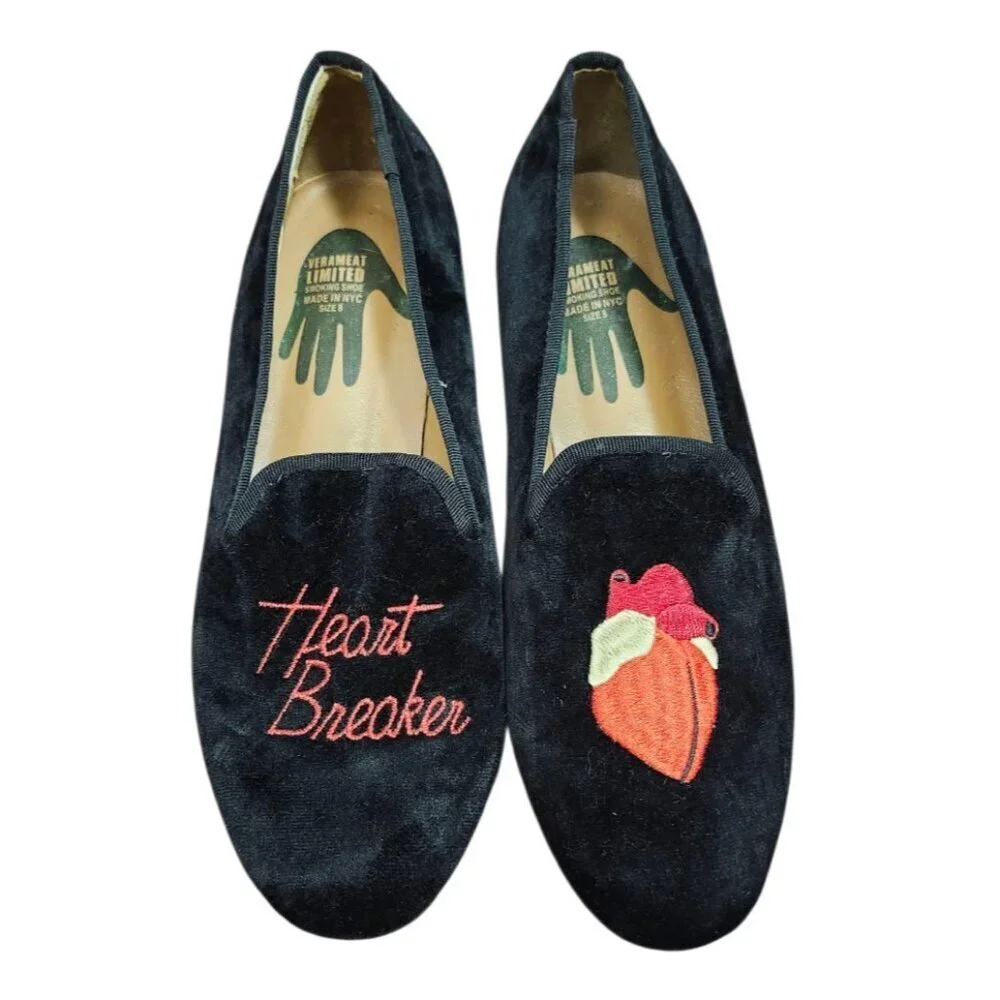 Heart Breaker Velvet SMOKING SHOE HEARTBREAKER smoking shoes Loafers Size 8